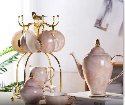 Coffee Tea Sugar - طقم قهوة من البورسلين الفاخر بنقشة